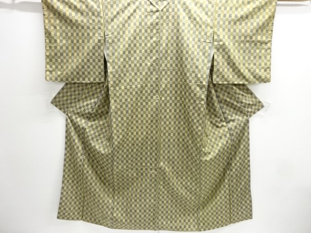 JAPANESE KIMONO / ANTIQUE GRID-WEAVE TSUMUGI KIMONO